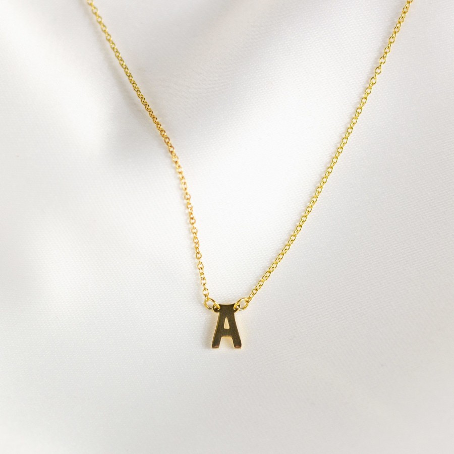 Jewelry Les Précieuses Bijoux | Letter A Pendant Necklace - Gold