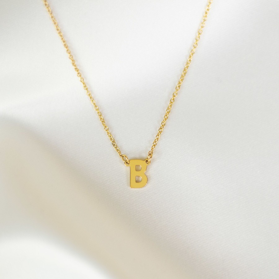 Jewelry Les Précieuses Bijoux | Letter B Pendant Necklace - Gold